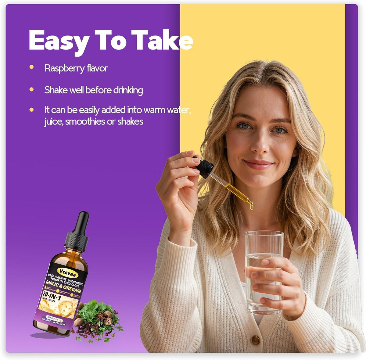 20-in-1 Wormwood Black Walnut Clove Parasite Cleanse | Wormwood, Pumpkin Seed & Oregano | Digestive & Intestinal Health Support | Immune System Booster | Gentle Internal Cleanse & Detox | 60 mL