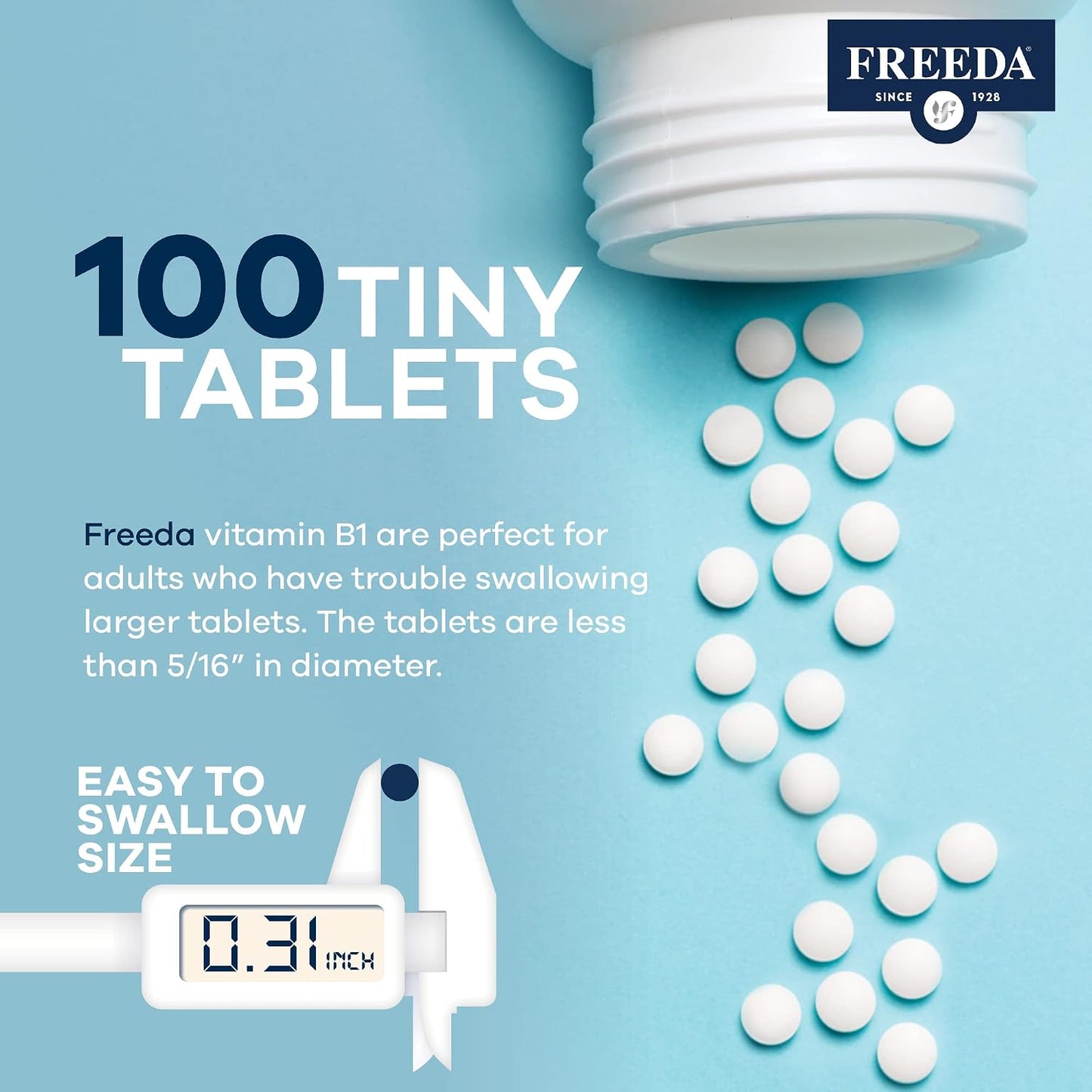 Freeda Vitamin B1 Thiamine 100mg - Supports Energy Metabolism, Nervous System Health - Kosher, Vegan, Gluten Free - Thiamin HCl 100 mg Vitamin B 1 - Pure Vit B1 Vitamin Thiamine B1 Supplement (100 Ct) | Energy Metabolism & Nervous System Health Support –