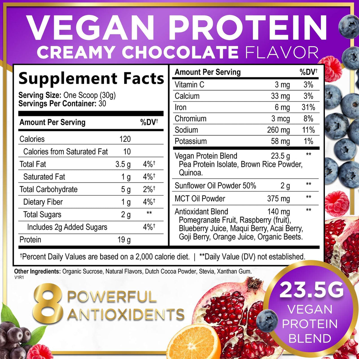 Vegan Protein Powder, Chocolate Fudge - 100% Plant Protein, 3.4g BCAAs, Premier Isolate