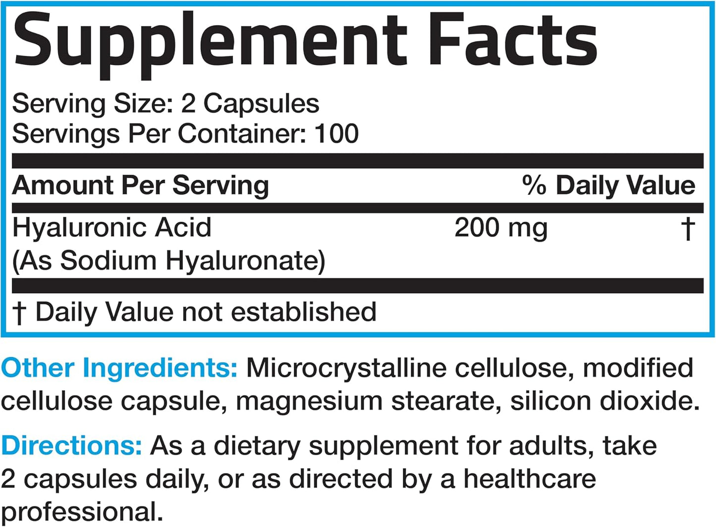 Bronson Hyaluronic Acid 200 MG High Potency Joint Health & Healthy Skin Support, Non-GMO, 200 Vegetarian Capsules