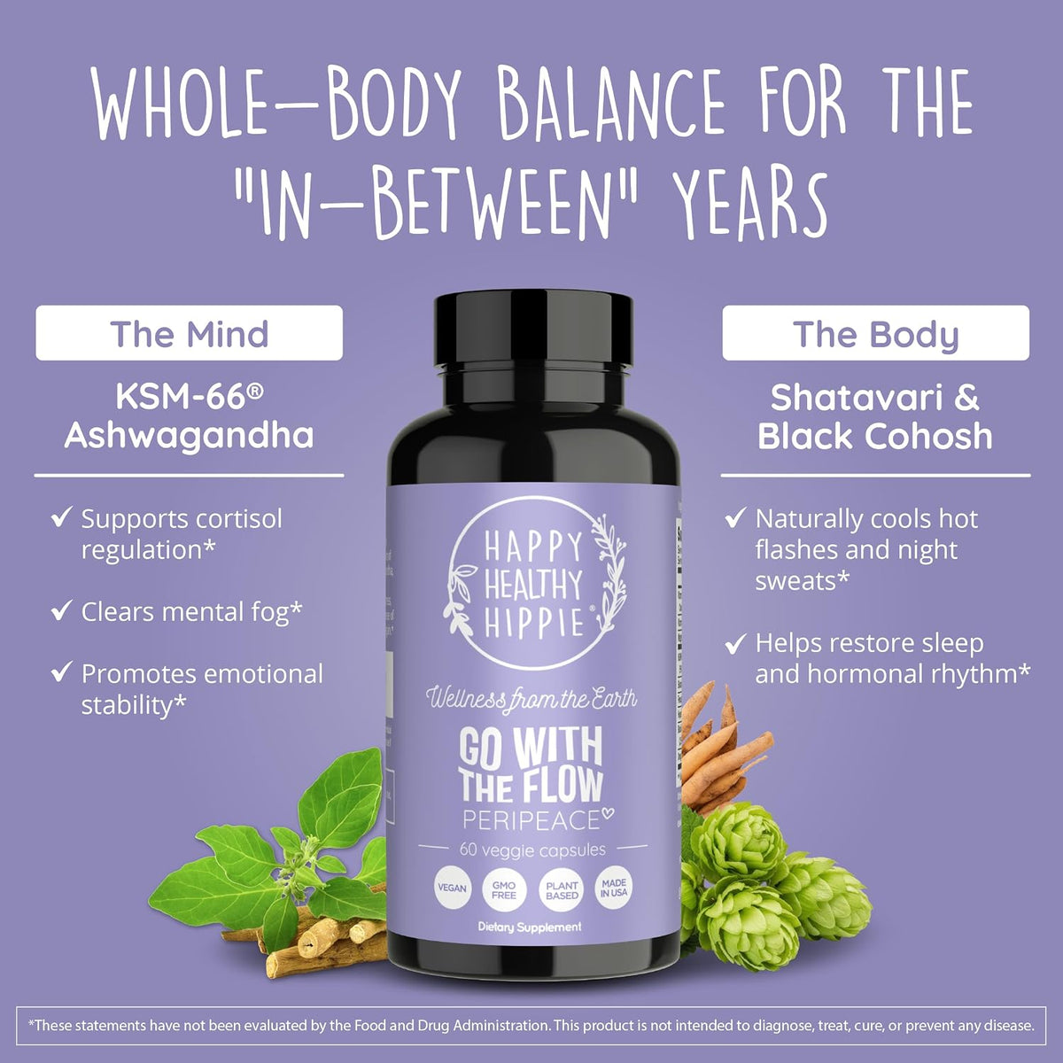 Happy Healthy Hippie PeriPeace Supplements for Women & Joy-Filled Mood Support Supplement