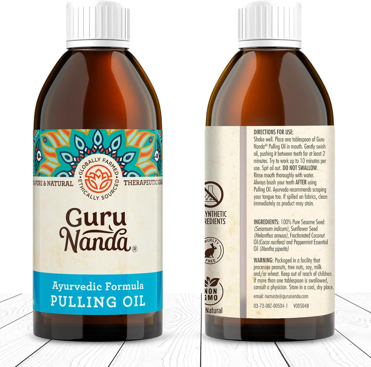 GuruNanda Original Coconut Oil Pulling Mouthwash with Sesame Oil, 8.45oz