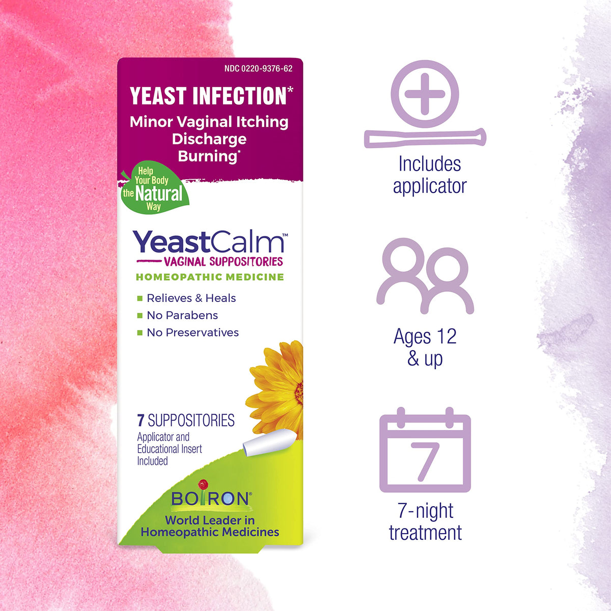 oiron YeastCalm Homeopathic Suppositories for Yeast Infections, Burning, Discharge