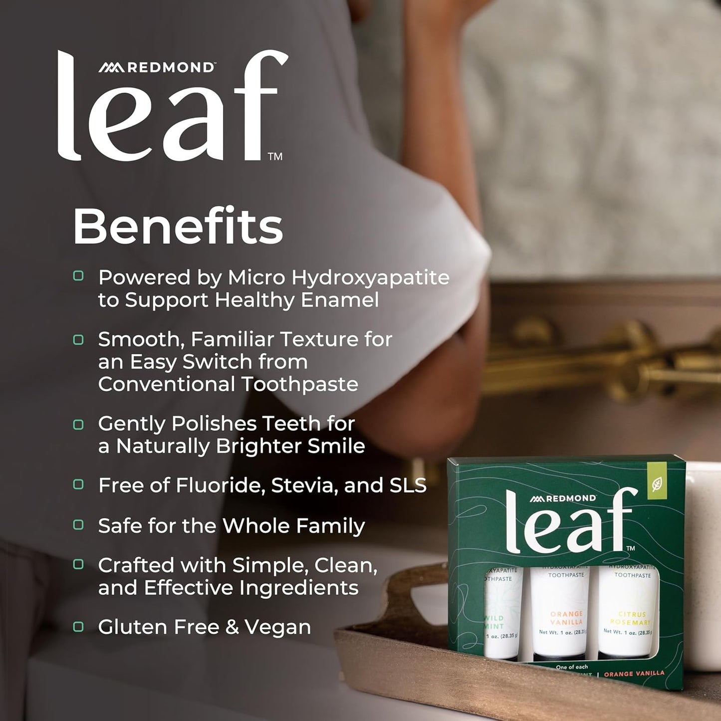 REDMOND Leaf Micro Hydroxyapatite Toothpaste Tube (Variety Pack)