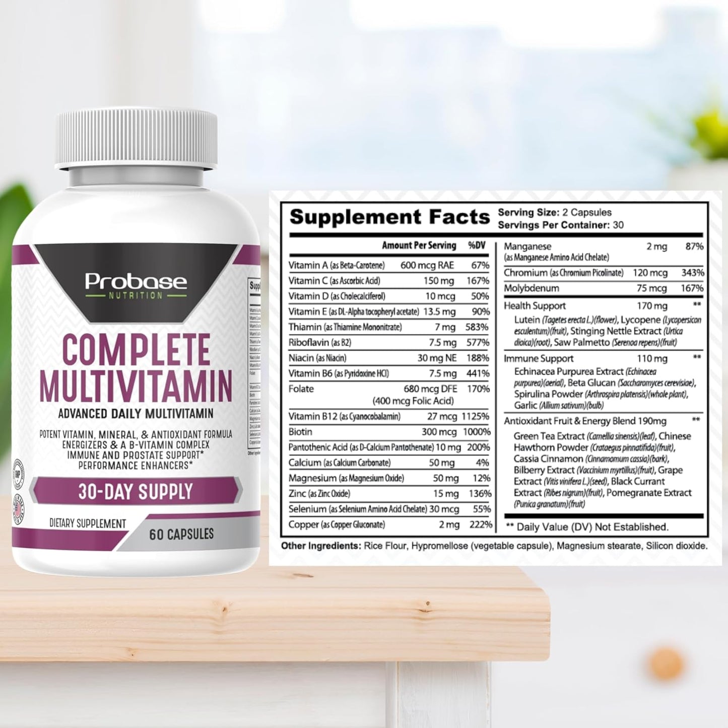 Probase Nutrition Complete Multivitamin 60 Capsules 30-Day Supply