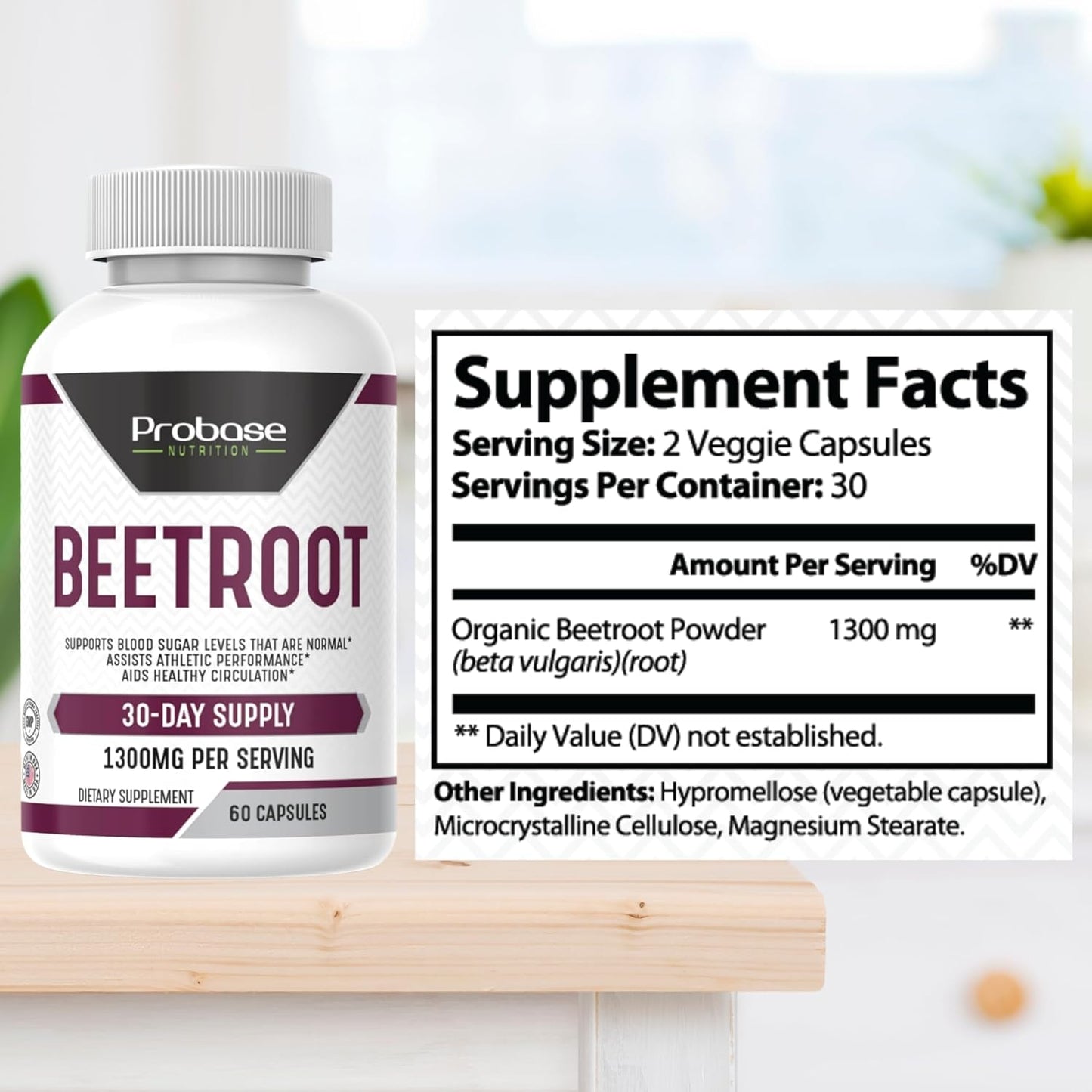 Probase Nutrition Beetroot 60 Capsules 30-Day Supply