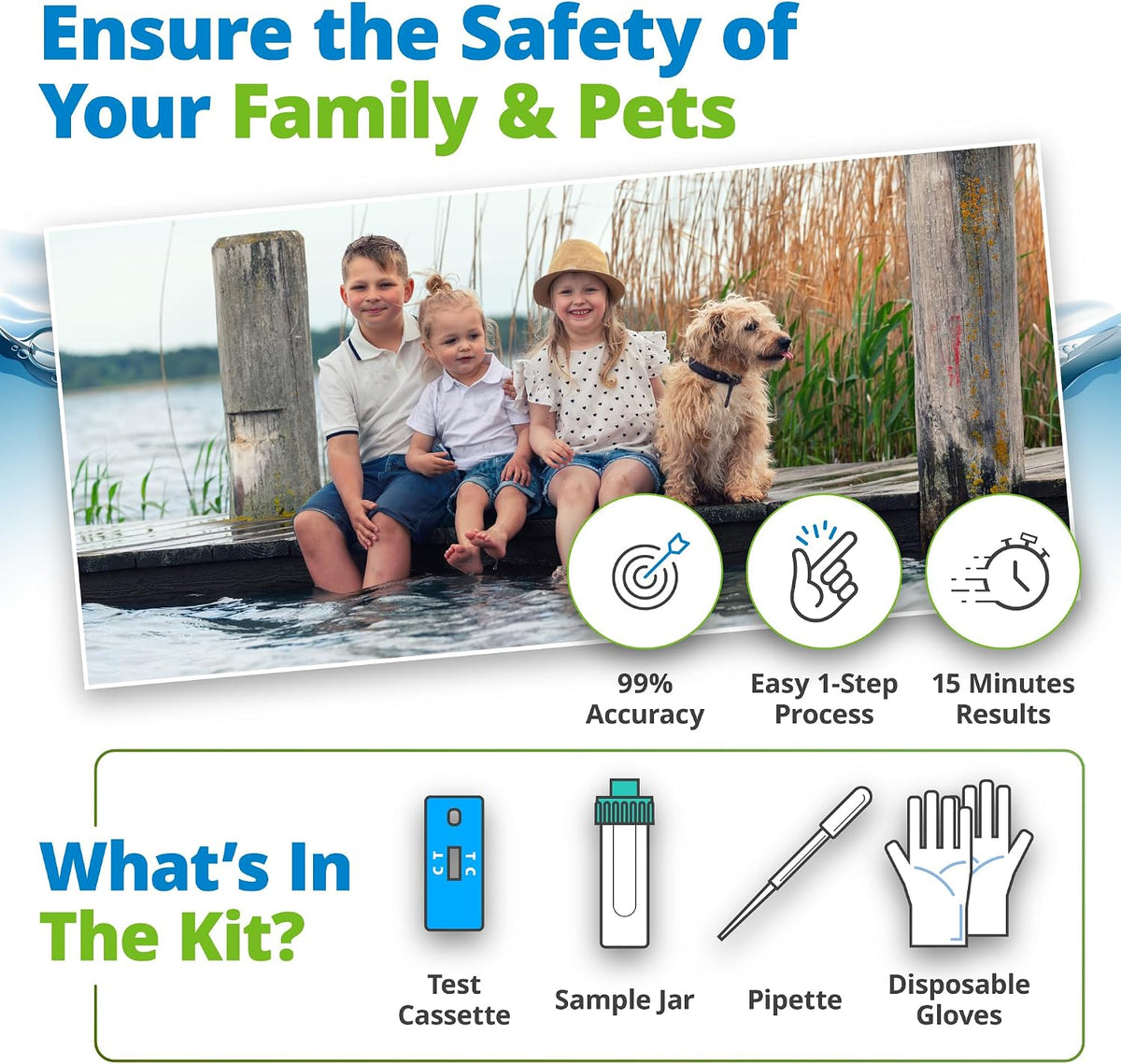 5Strands Blue Green Algae Test Kit, At Home Lake & Pond Water Testing, Water Safety Test, Collect Results In 15 Minutes