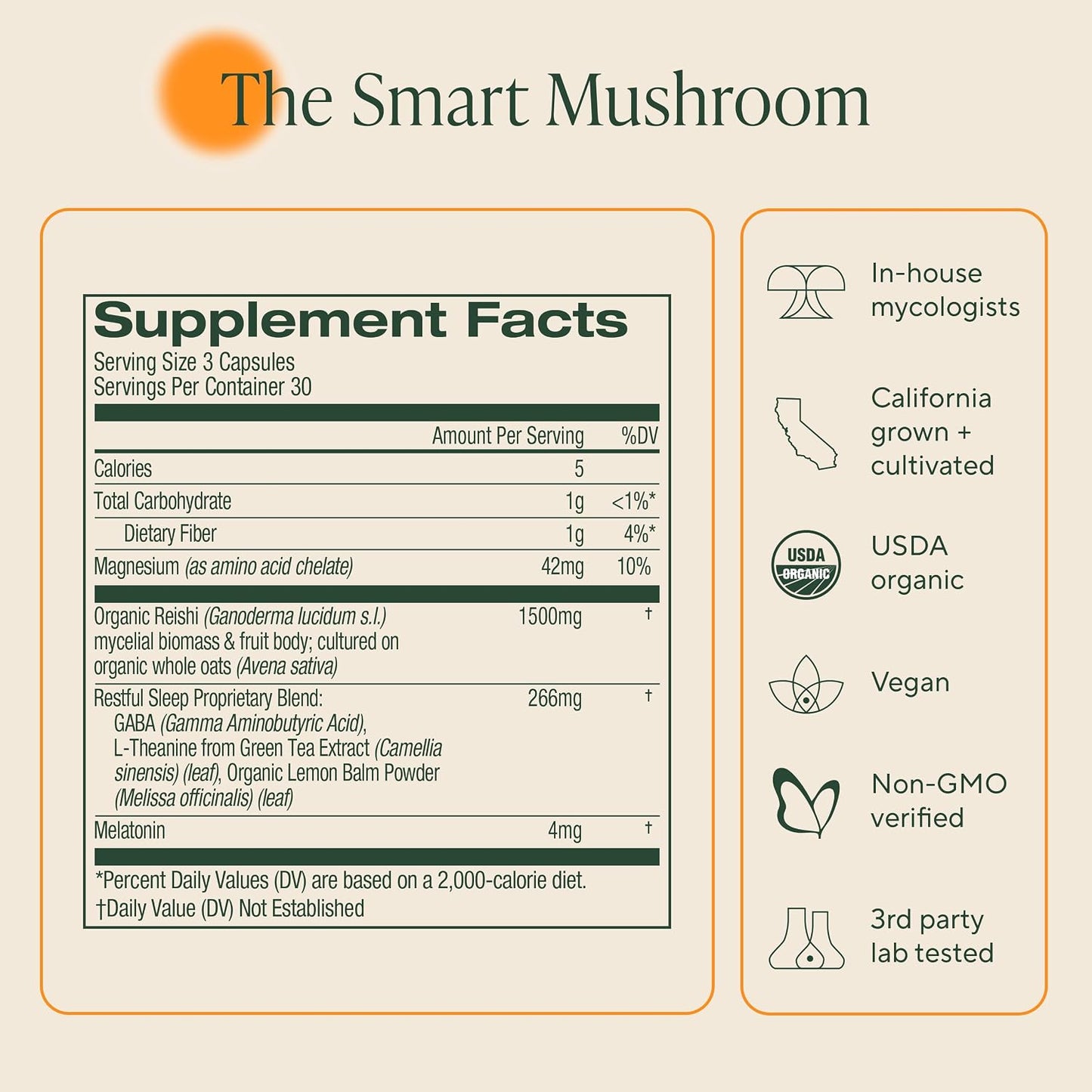 OM MUSHROOM SUPERFOOD Sleep Mushroom Capsules Superfood Supplement, 90 Count, 30 Days, Reishi, GABA, L-Theanine, Melatonin for Rest & Sleep Quality Superfood Supplement