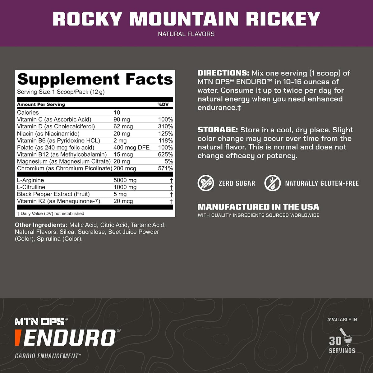 MTN OPS Ignite + Enduro Rocky Mountain Rickey Bundle, 45-Serving Energy Powder + Nitric Oxide Endurance Stack, 200mg Caffeine Pre Workout + Stimulant-Free Performance