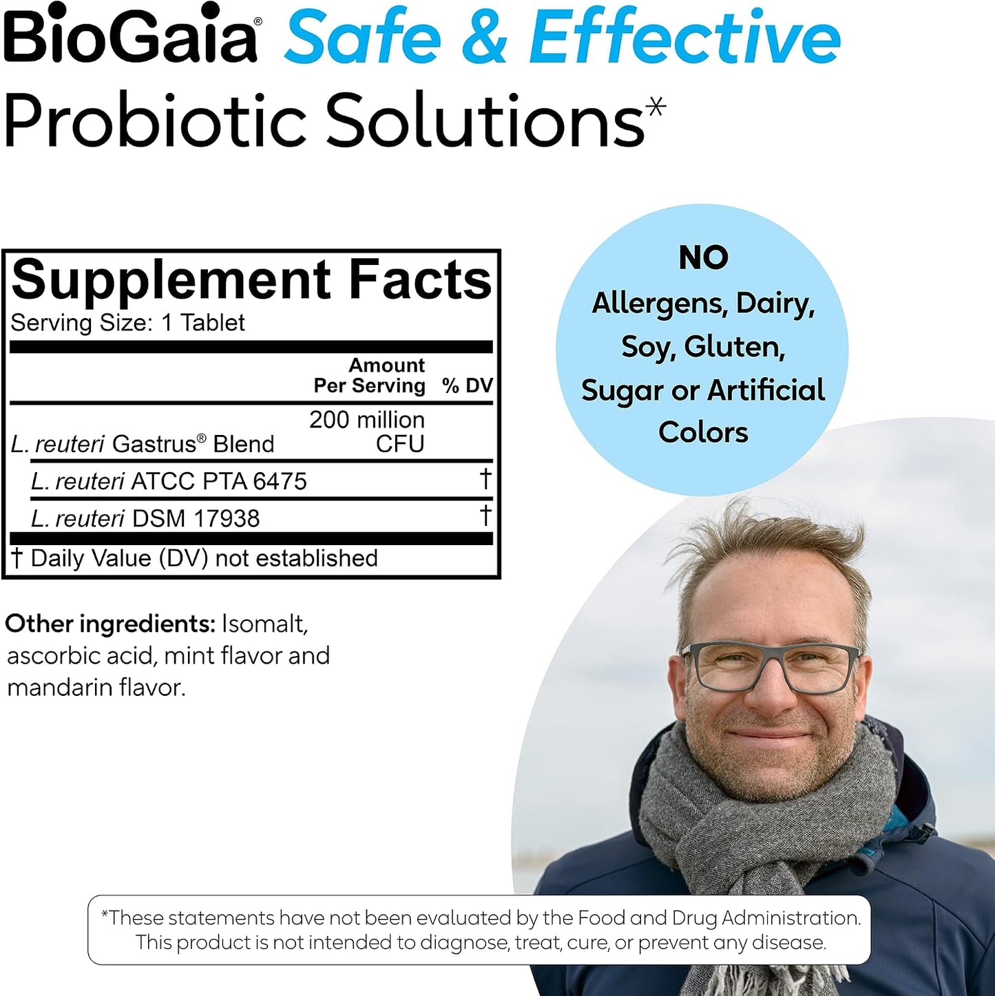 BioGaia Gastrus L reuteri Probiotic | 35 Years of Clinical Gut Research | L reuteri 6475 + 17938 Probiotics | Ease Gut Discomfort, Gas & Bloating | Promotes a Healthy Gut & Microbiome | 30 Chewables