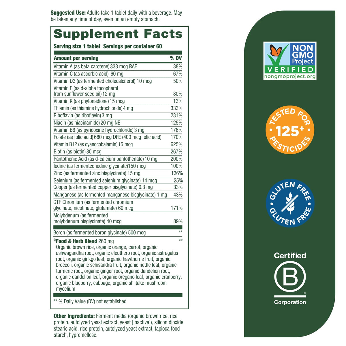 MegaFood Men's 40+ One Daily Multivitamin for Men With Vitamin B, Vitamin D3, Selenium