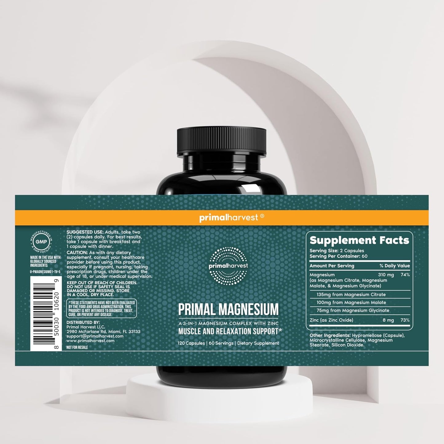 Primal Creatine Powder + Primal Magnesium Capsules Bundle | 2-Pack | Support Muscle Strength, Recovery & Relaxation | 60 Servings