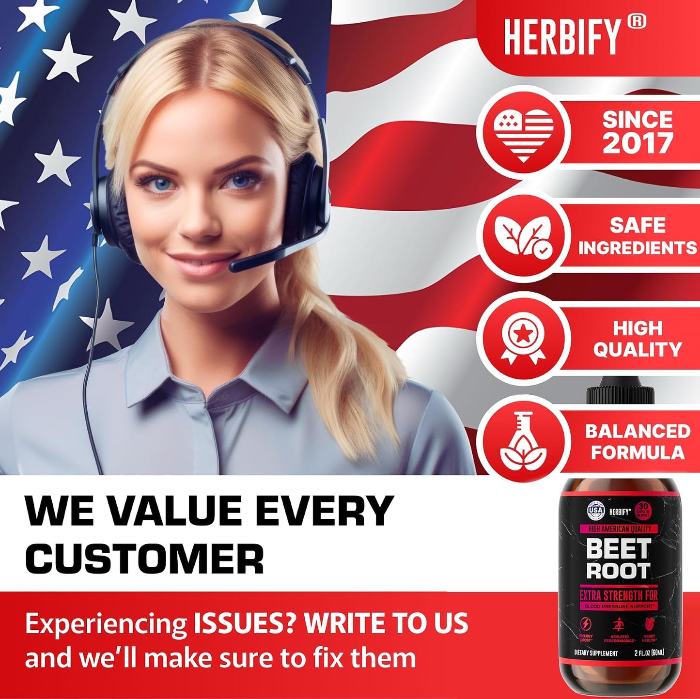 HERBIFY Beet Root Extract - Blood Pressure Supplement & Nitric Oxide Booster - Beetroot Supplement for Heart Health and Energy Booster for Men & Women (30 Days Supply) Made in USA 2 FL Oz