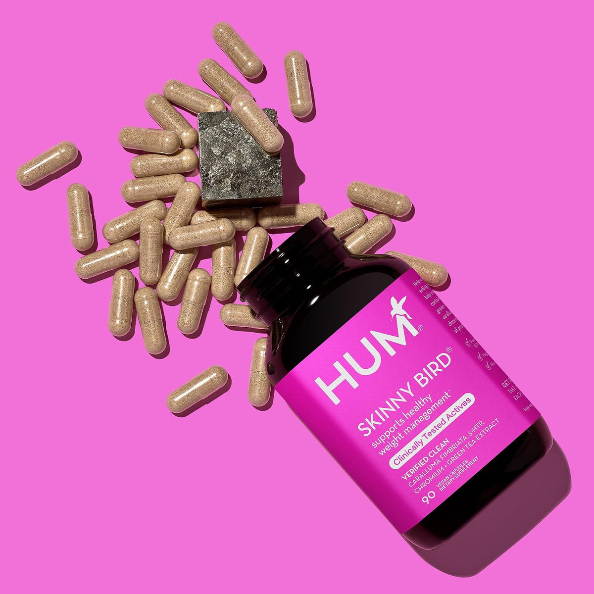 HUM Skinny Bird Green Tea Extract Appetite Support for Women with 5HTP, Chromium, Caralluma Fimbriata, Gluten Free and Vegan, Green Tea Extract Capsules Supplements for Women, 90 Capsules