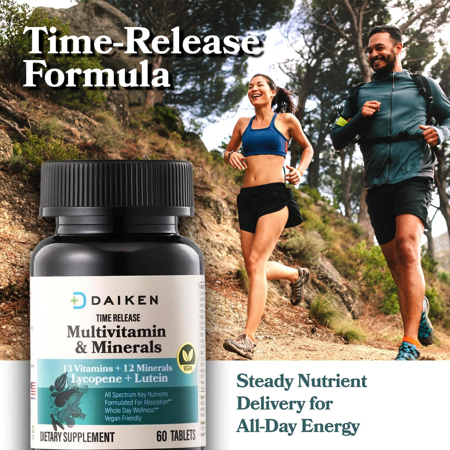 DAIKEN Mini Multivitamin, 60 Tablets, Enhanced with Lutein, Lycopene & Folic Acid, Time Released Multivitamin for Women & Men, Vegan & Easy to Swallow (Pack of 2)