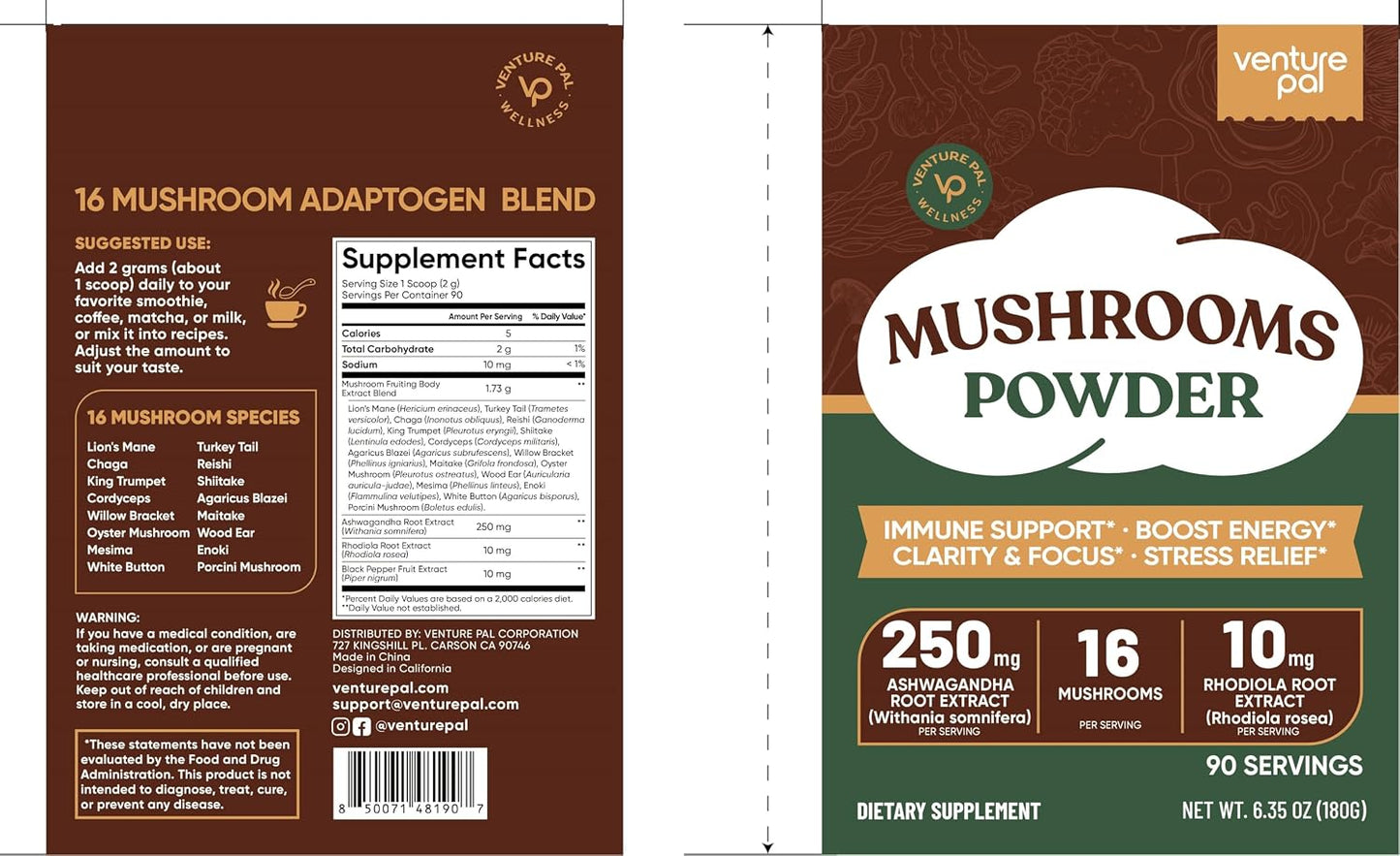 Venture Pal Mushroom Powder & Focus Coffe Bundle