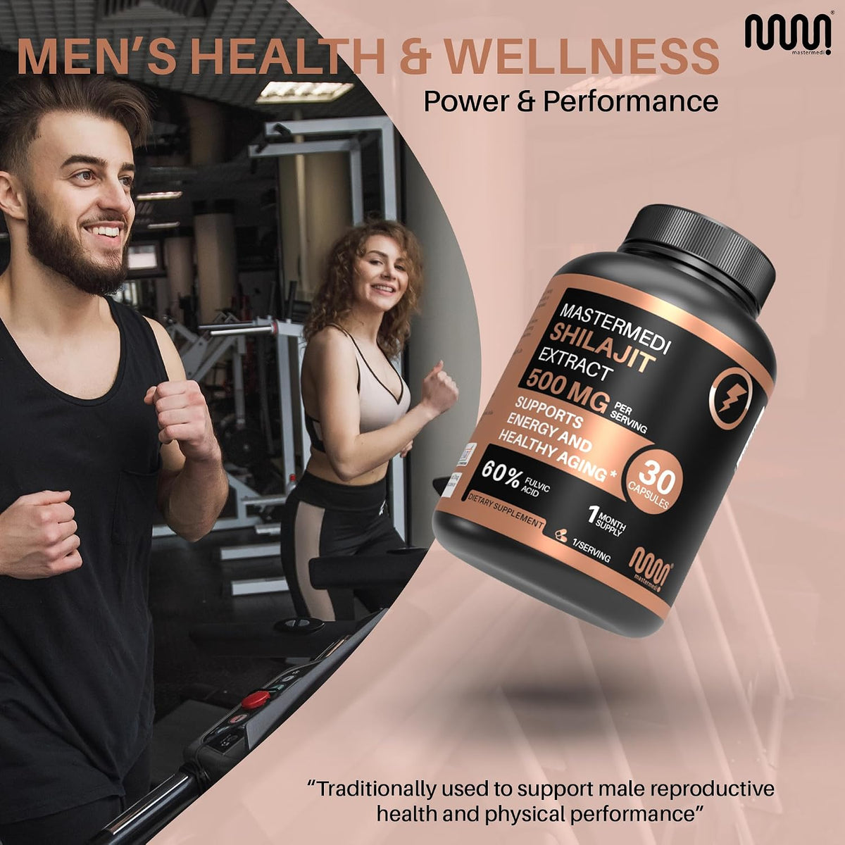 MasterMedi Shilajit 500mg – Himalayan Extract Standardized to Fulvic Acid – Energy, Stamina & Vitality Support – 30 Vegan Capsules – Non-GMO, Gluten-Free, No Fillers