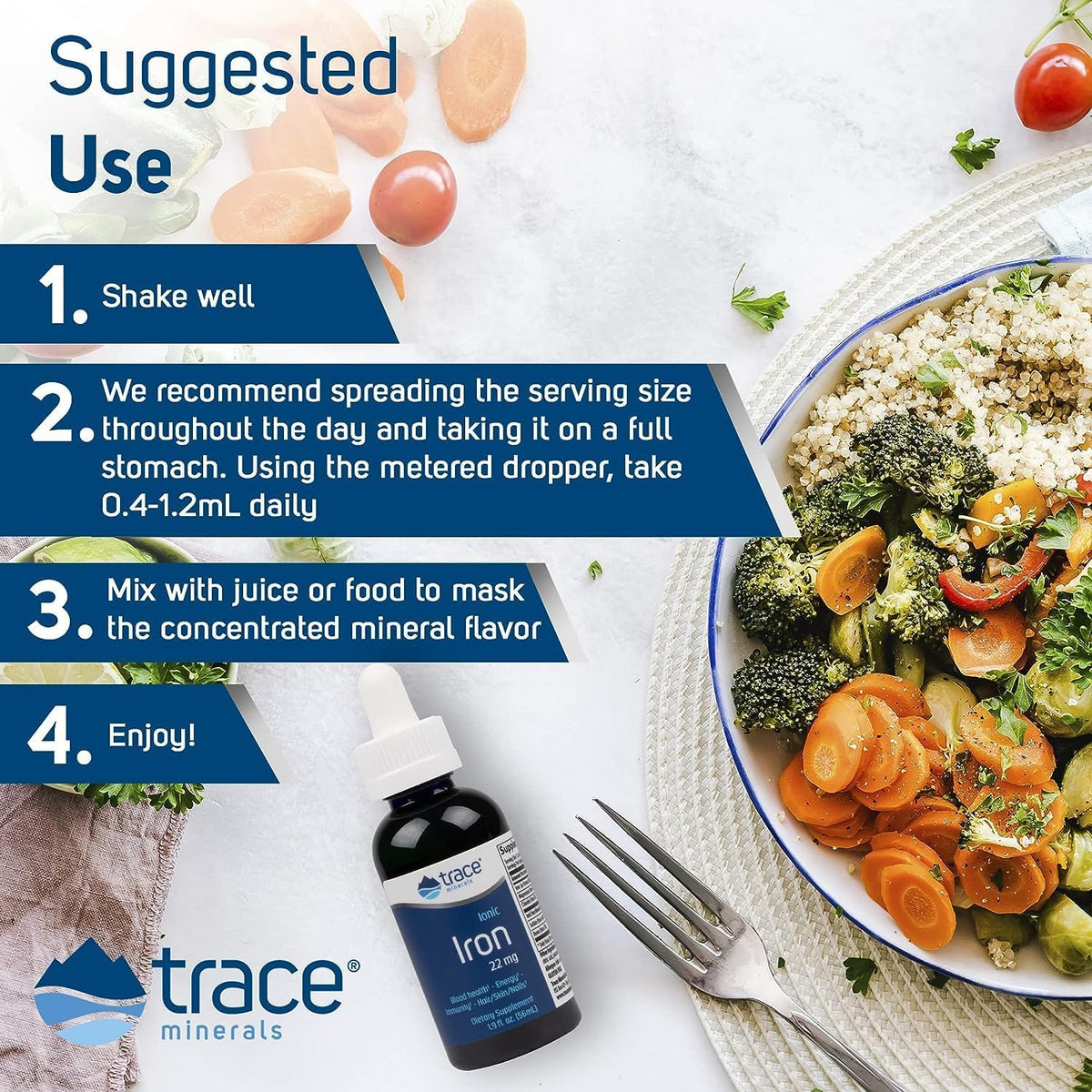 Trace Minerals Iron Liquid Supplement, 22 mg Ferrous Sulfate, 1.9 fl oz