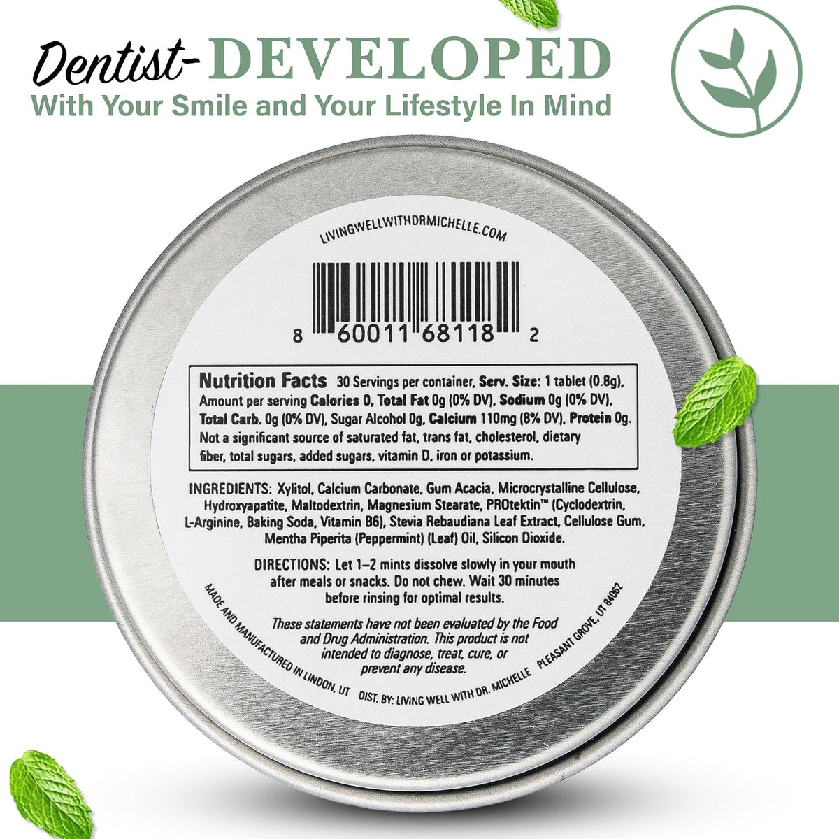Living Well Dr. Michelle RE-Mints Remineralizing Breath Lozenge, 30 Count