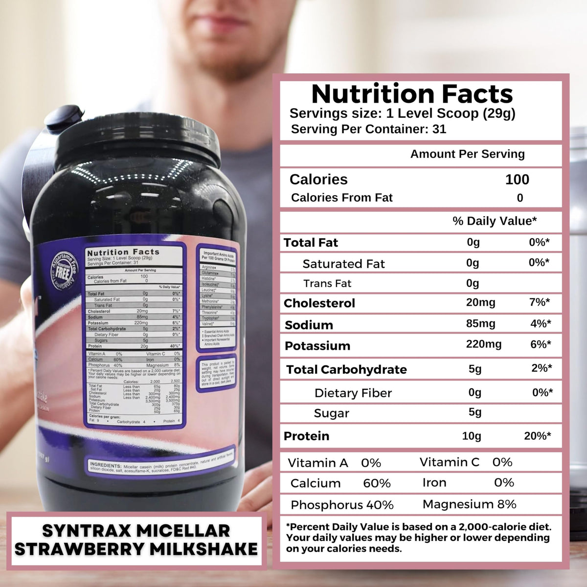 Syntrax Bundle: Micellar Créme Strawberry Protein Powder - 2lbs of Kosher and Halal