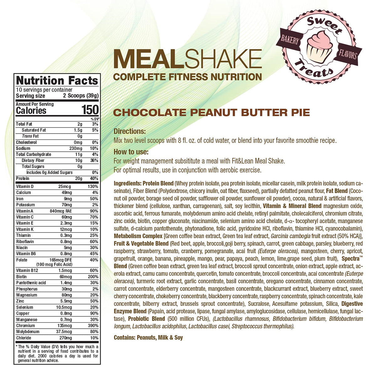Fit & Lean Meal Shake Meal Replacement with Protein, Fiber, Probiotics and Organic Fruits