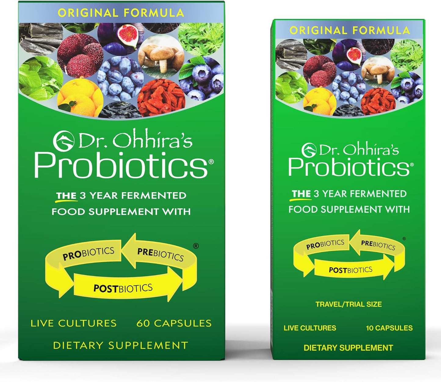 Dr. Ohhira's Probiotics, Original Formula, 60 Caps with Bonus 10 Capsule Travel Pack - 13 Probiotic Strains with Prebiotics and Postbiotics