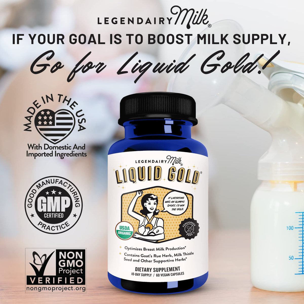 Legendairy Milk Liquid Gold Lactation Supplement, Organic Goat's Rue Lactation Support