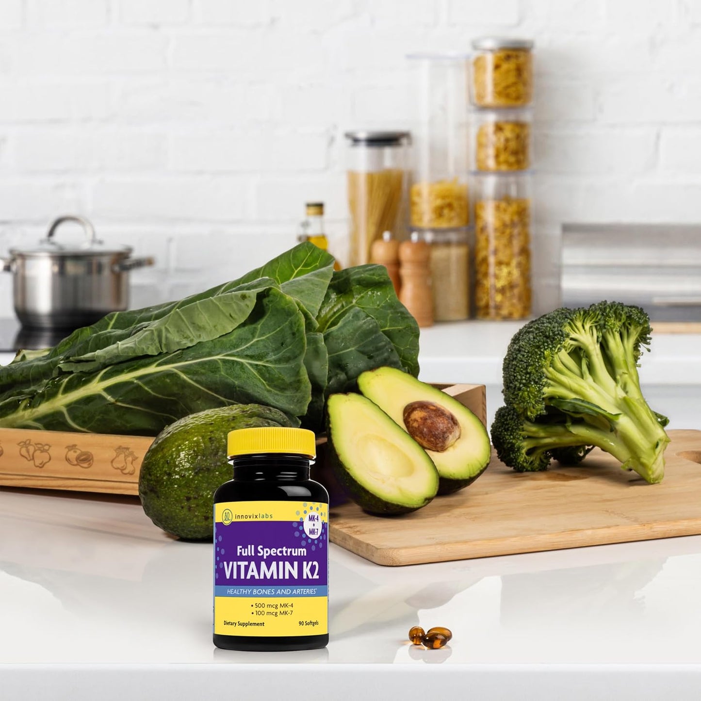 InnovixLabs Vitamin K2 & Magnesium Bundle Full Spectrum Vitamin K2 (90 softgels) Advanced Magnesium (150 Time-Release Capsules). Supports Healthy Bones & Arteries. *