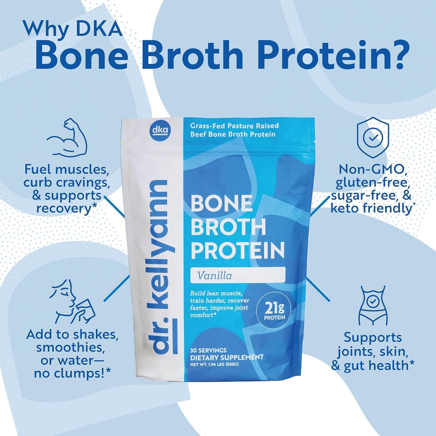 Bundle of Dr. Kellyann Keto Bone Broth Protein Powder - Chocolate (1), Vanilla (1)