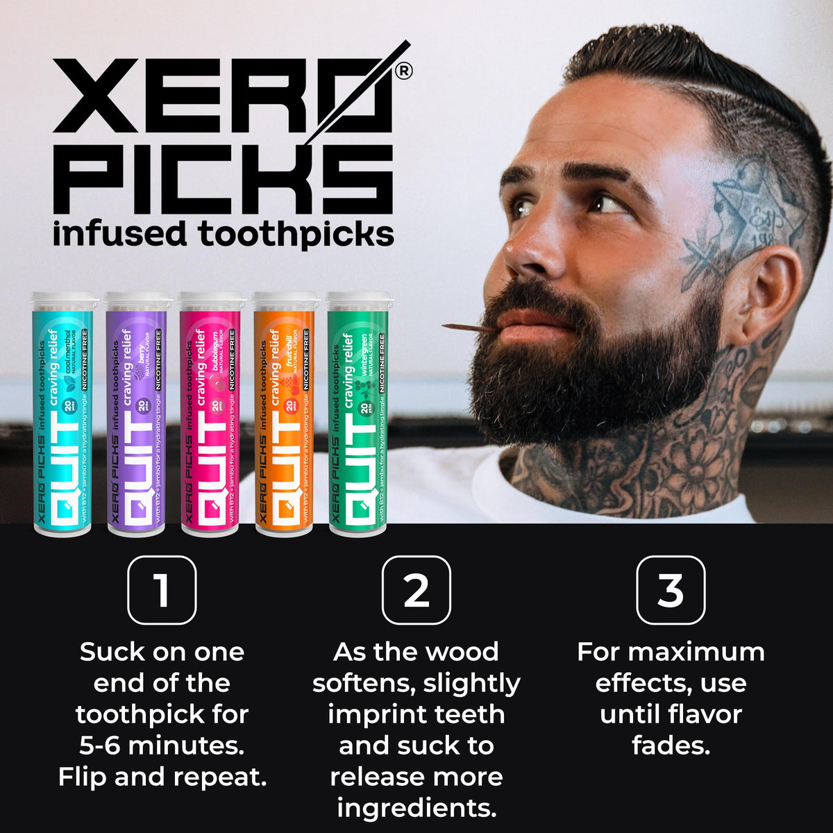 Xero Picks Infused Flavored Toothpicks to Help Quit Smoking - Nicotine