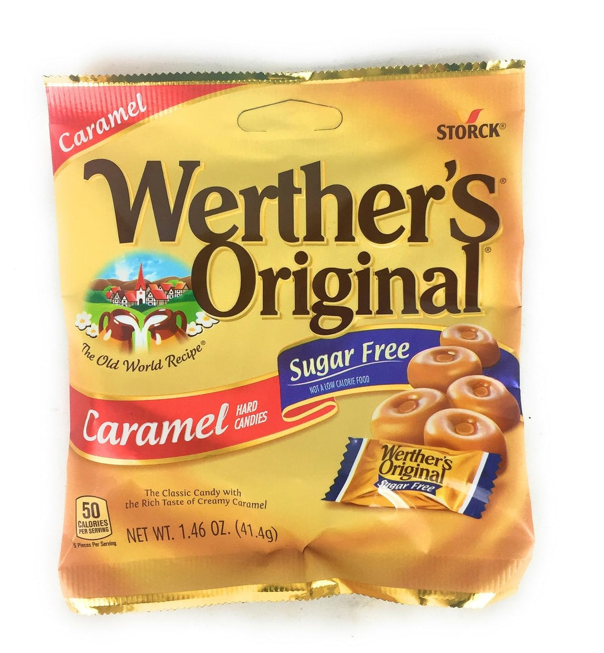 Werther's Original Hard Candies, Sugar Free Caramel, 1.46 Ounce (3 bags - packs)
