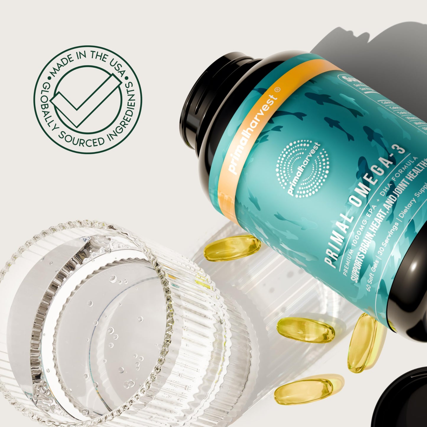 Primal Harvest Omega-3 - Daily Supplement, Gluten, Dairy & Soy Free