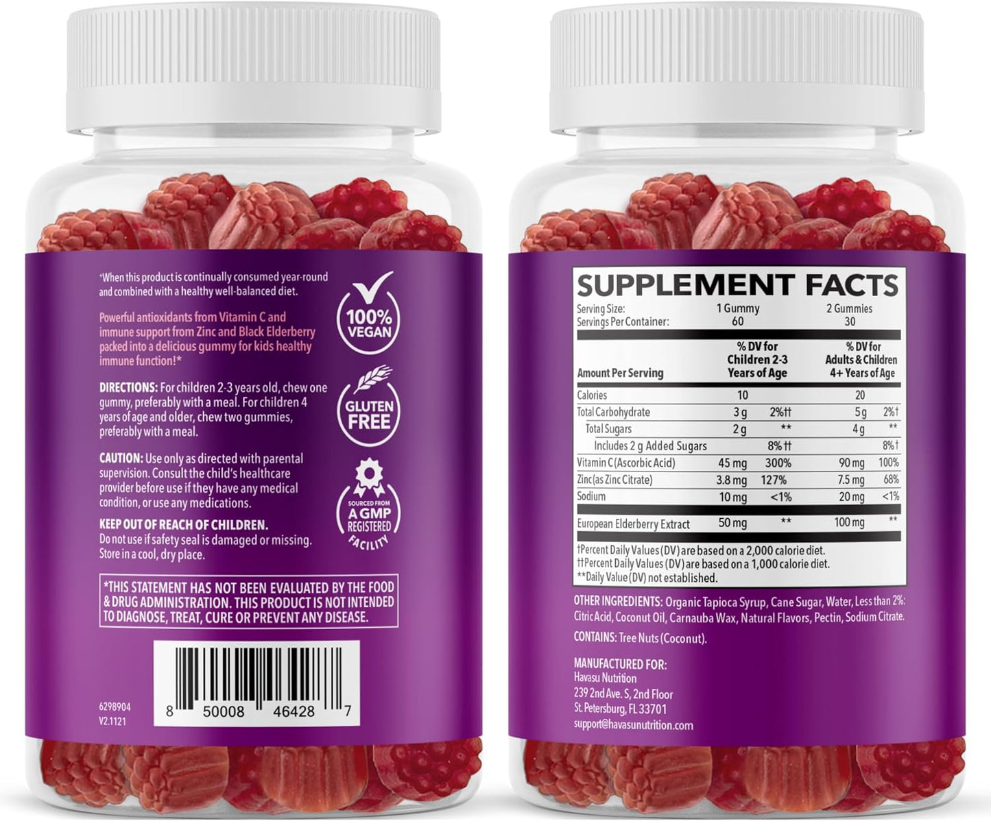 Elderberry Gummies for Kids with Vitamin C & Zinc, Berry, 30 Servings | Vegan, Non-GMO, Gluten Free Immune Support for Children, Daily Defense with Antioxidants & Essential Nutrients, 60 Count