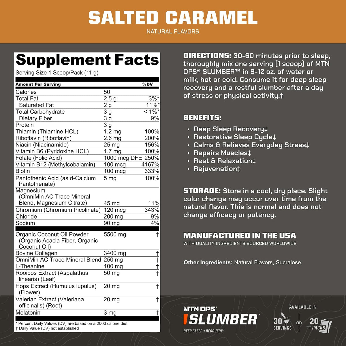 MTN OPS Slumber Gummies & Slumber Salted Caramel Bundle – Nighttime Sleep Support Gummies + Calming Hot Cocoa Drink Mix for Relaxation & Recovery