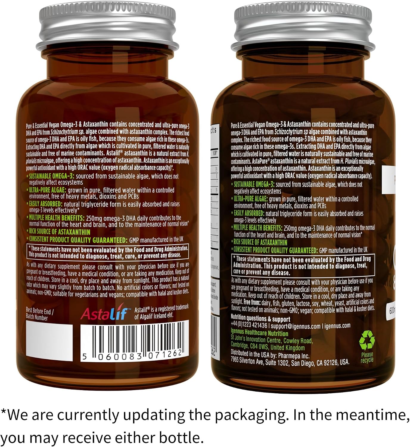 Vegan Omega-3 Algae Oil + Advanced Kids Multivitamin Gummy Bundle, High Concentration DHA & EPA + Vitamin A, B, C, D3 & E, Clean Ingredients 60 Softgels + 90 Berry Flavor Gummies, by Igennus