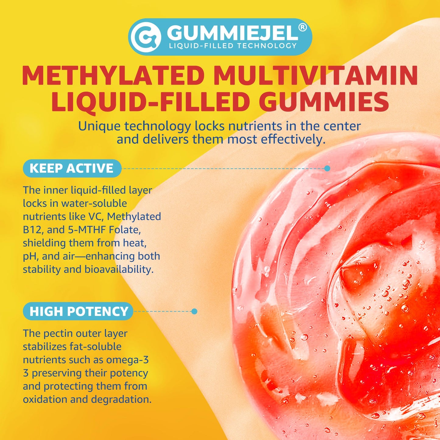 Kids Multivitamin Gummies with Iron, Sugar Free, Kids Daily Vitamins + Probiotics, Algae Omega 3 (EPA/DHA), A, C, D, Methyl B12, Folate, B6, Zinc, Biotin, for Healthy Growth, Immune Support, 60 Count