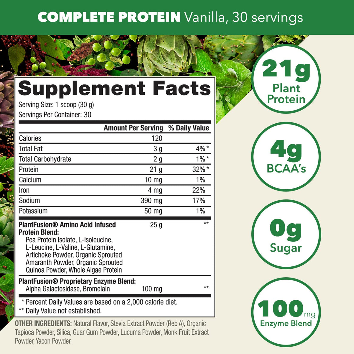 PlantFusion Complete Vegan Protein Powder - Plant Based Protein Powder With BCAAs