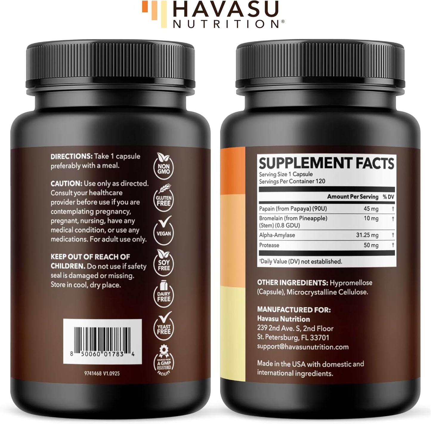 Papaya Enzymes for Digestion Support, Vegan and Gluten Free, 120 Servings | Papaya Digestive Enzymes for Women with Bromelain & Papain for Better Nutrient Absorption Plus Protein & Carb Digestion