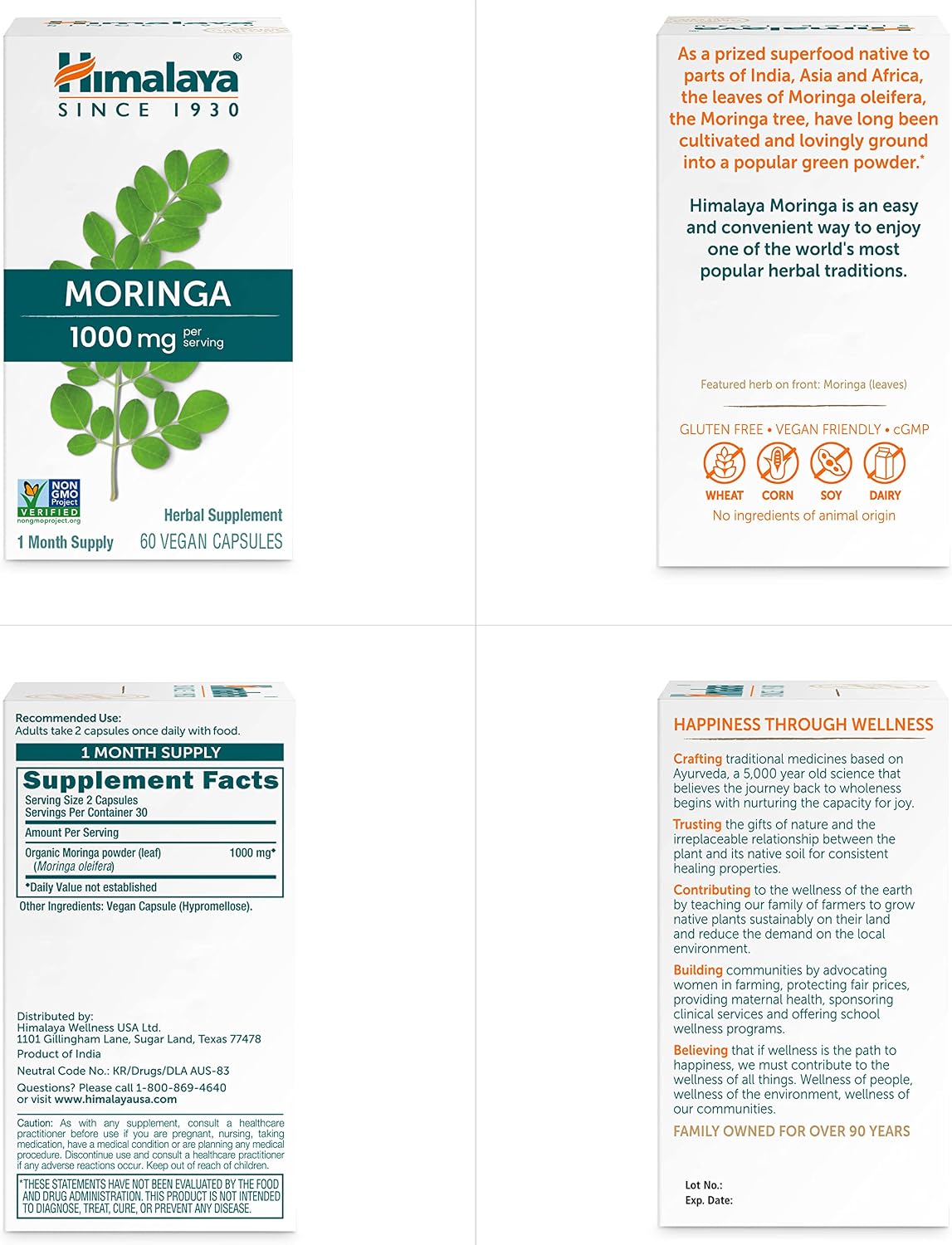 Himalaya Organic Moringa capsules - Moringa Supplement, Herbal Superfood Antioxidants Supplement Supporting Wellness, Vitality, and Oxidative Stress - Vegan, Non-GMO, Gluten Free, 1000 mg, 60 Capsules