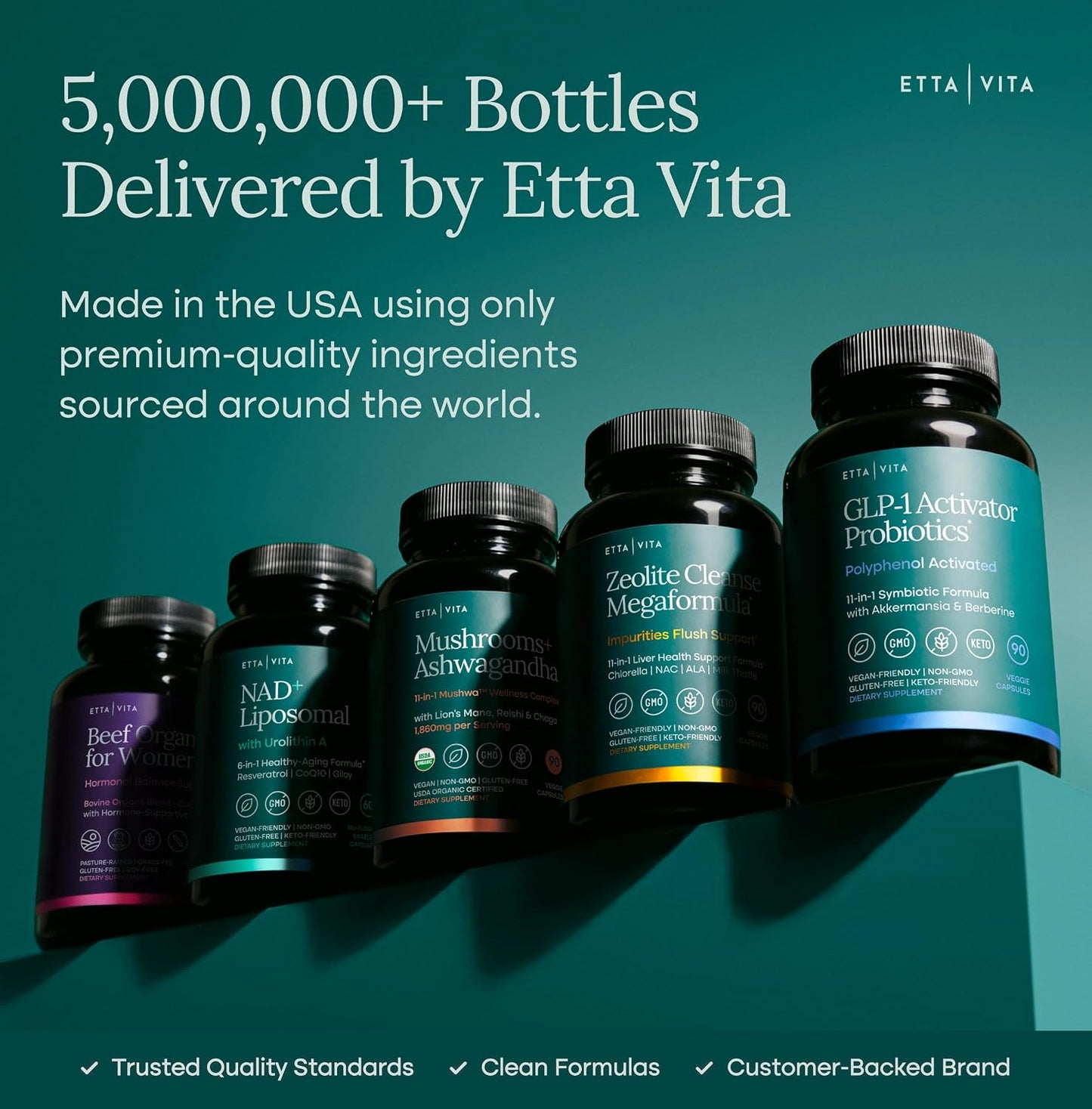 Etta Vita GLP-1 Supplement for Appetite Support and Metabolic Health for Men and Women with BHB Ketones, Apple Cider Vinegar, Berberine HCL, Turmeric and Cinnamon