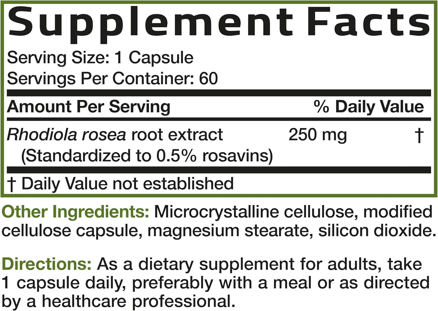 Bronson Rhodiola Rosea Adaptogen for Stress, Mood & Energy, 60 Capsules | Brain Health Support, Vegetarian, Non-GMO, Gluten-Free & Soy-Free