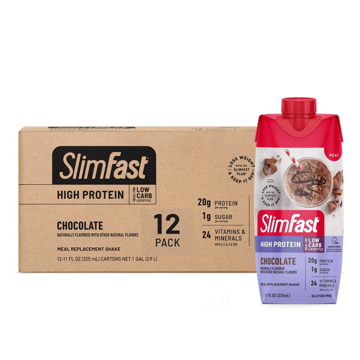 SlimFast High Protein Chocolate Bundle- 12 Count of Chocolate High Protein Meal