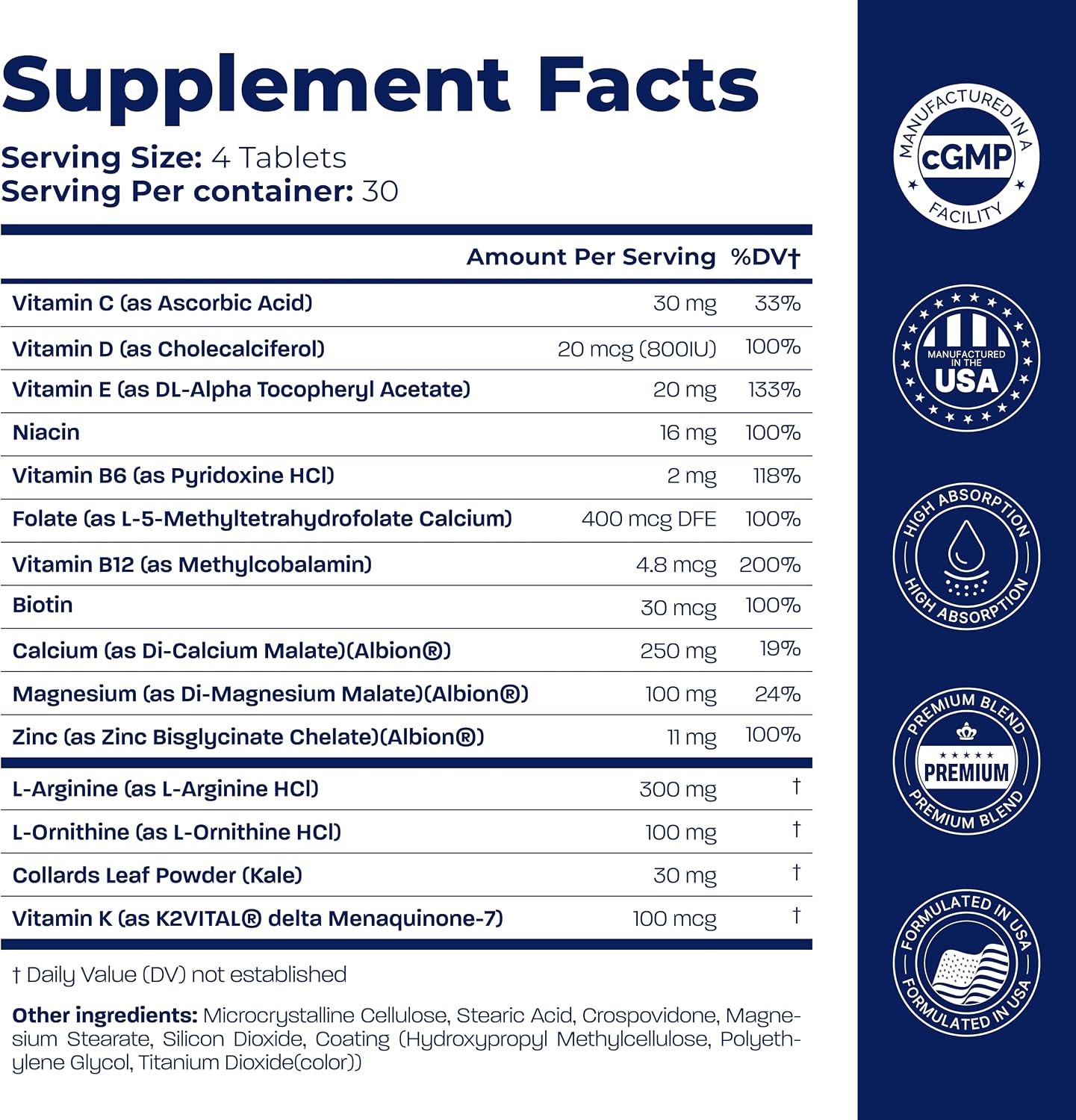 BONE SCIENCE Primeheight Bone & Growth Support with Calcium, Vitamin D3, K2, Magnesium, Zinc - Nutrient-Based Vegan Immune Formula, Non-GMO, 120 Tablets