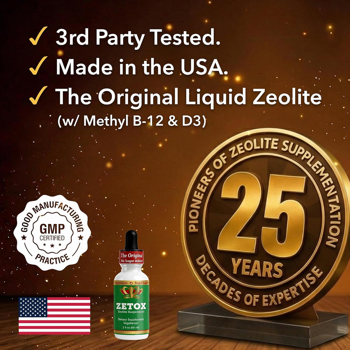 ZETOX | Zeolite Detox for Kids and Adults | Enhanced with Methyl Vitamin B12 and D3 | Premium Grade Liquid Clinoptilolite Zeolite Drops | Supports Gentle Daily Detox, Energy, and Focus (60 Servings)
