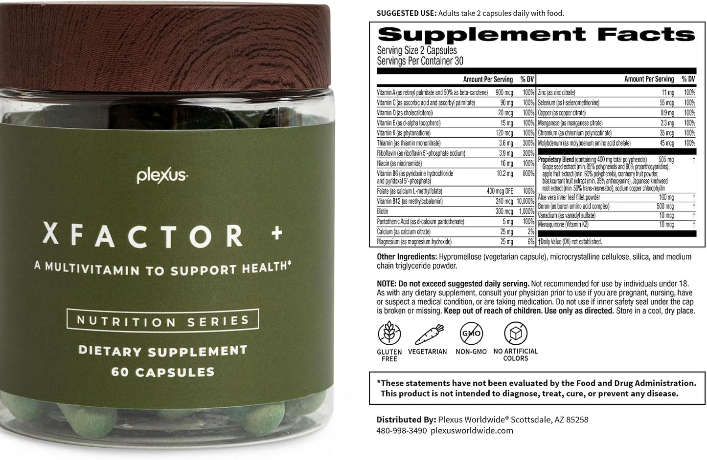 Plexus Xfactor+® | Daily multivitamin with Microbiome Activating Complex — 19 vitamins & minerals, bioavailable, no food allergens