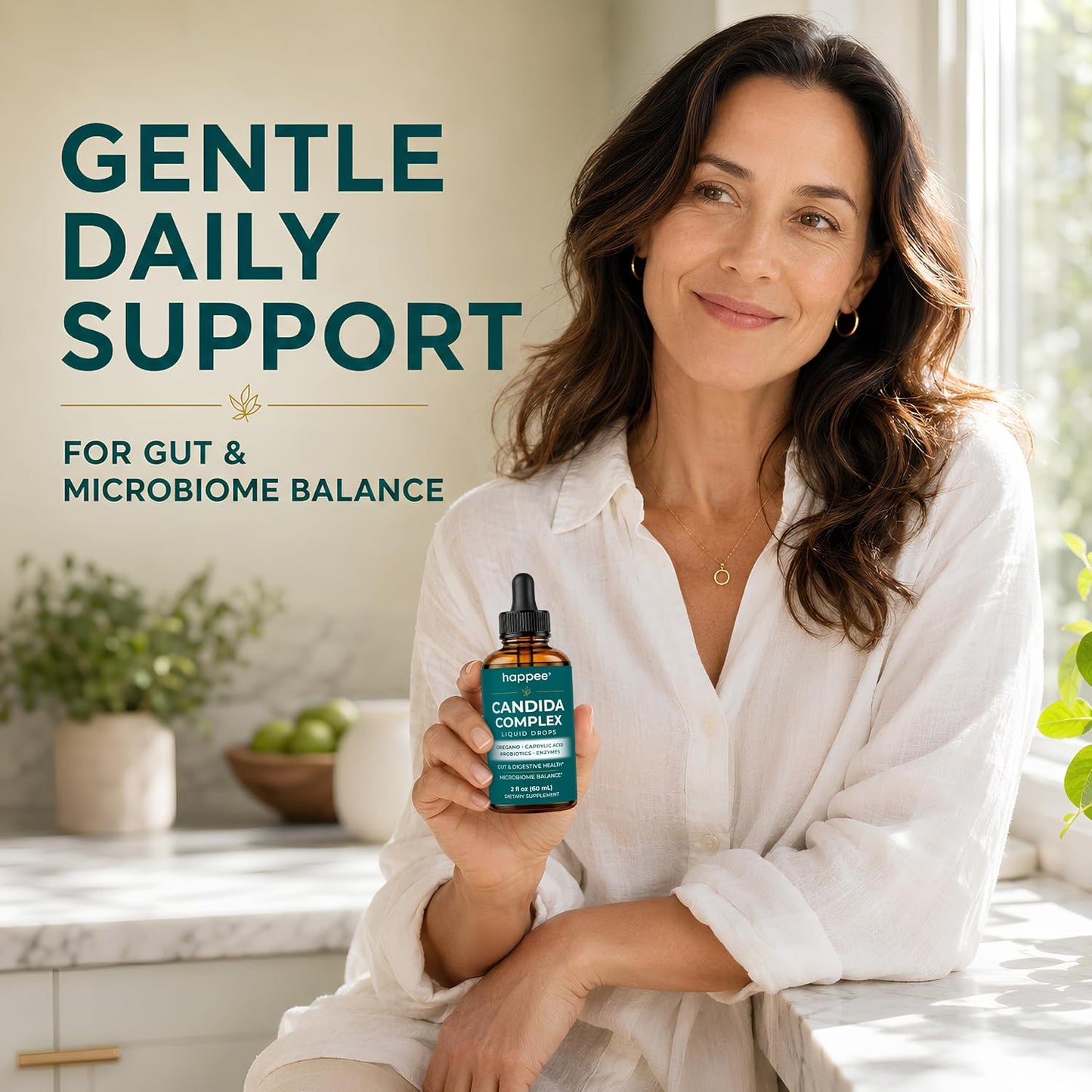 Happee Candida Cleanse Drops 10-in-1 Gut & Oral Detox Support Men Women 2oz | Yeast & Overgrowth Support - Oregano, Caprylic Acid & Probiotics - Flora Balance & Digestive Comfort - 60 Servings