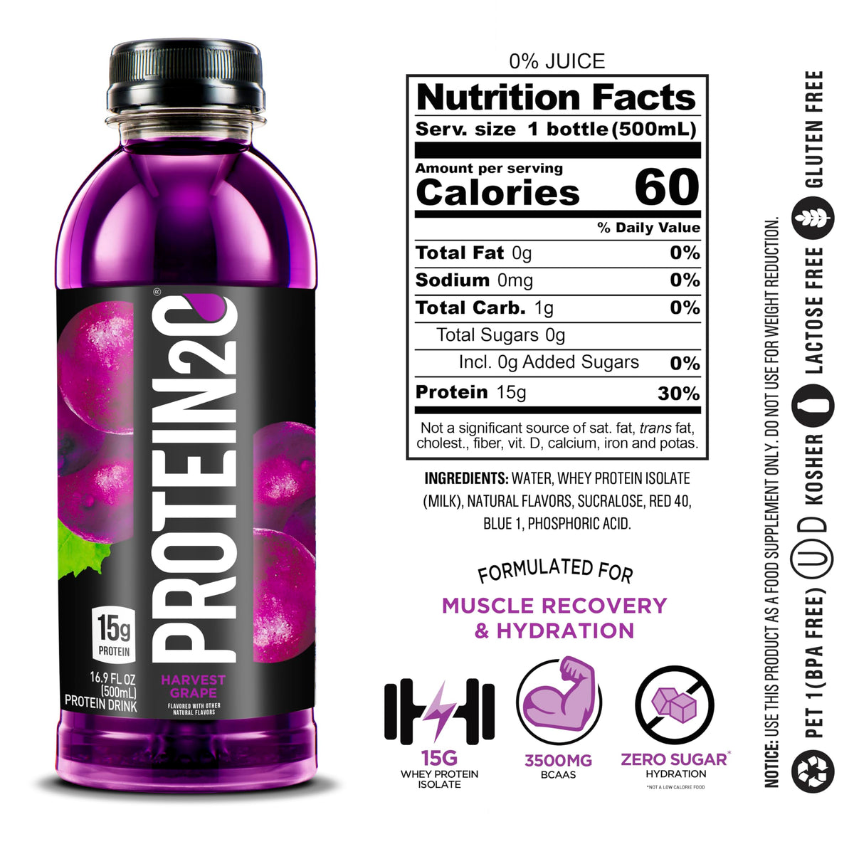 Protein2o 15g Whey Protein Isolate Infused Water, Ready To Drink, Sugar Free, Gluten Free