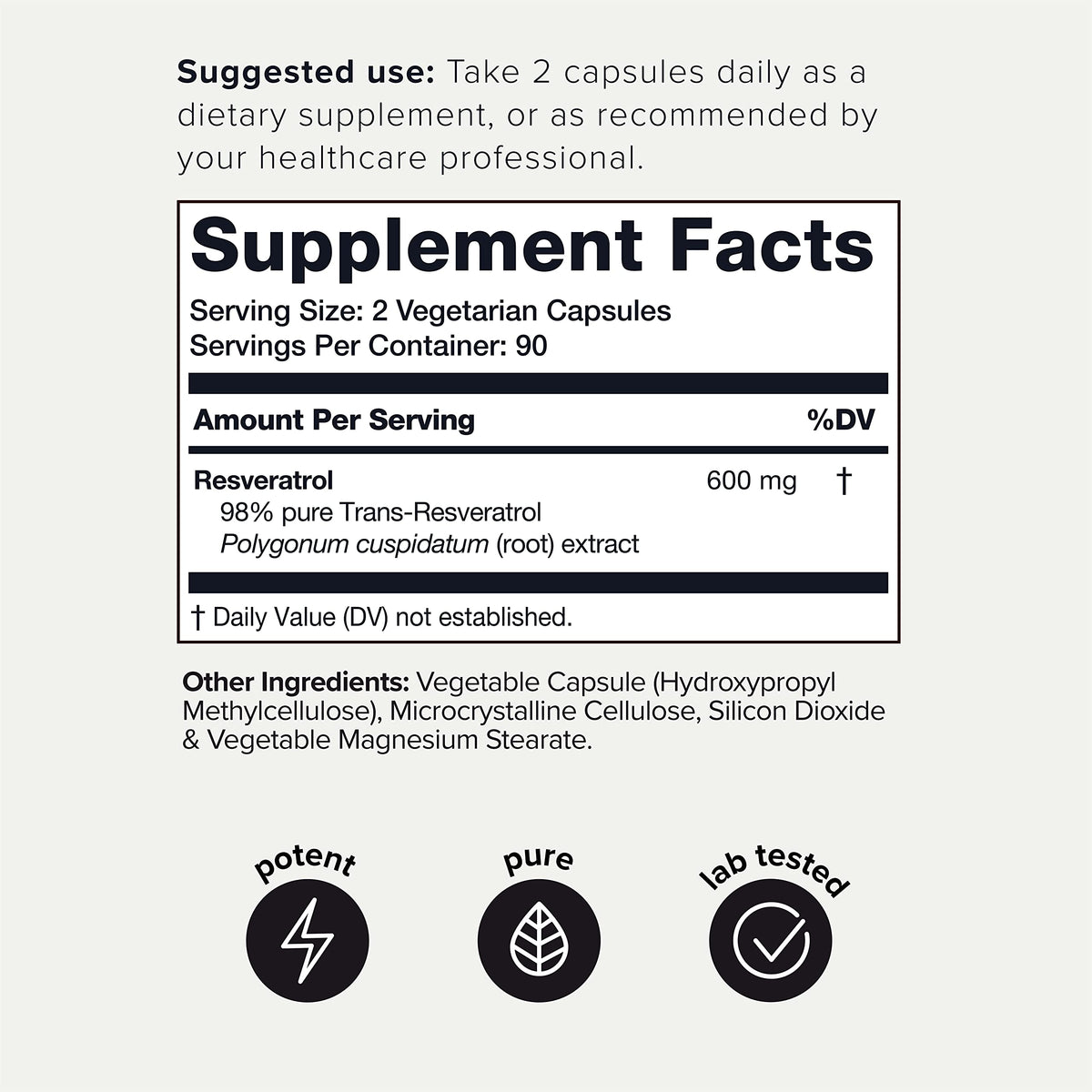 Toniiq Ultra High Purity Resveratrol Capsules - 98% Trans-Resveratrol - Highly Purified