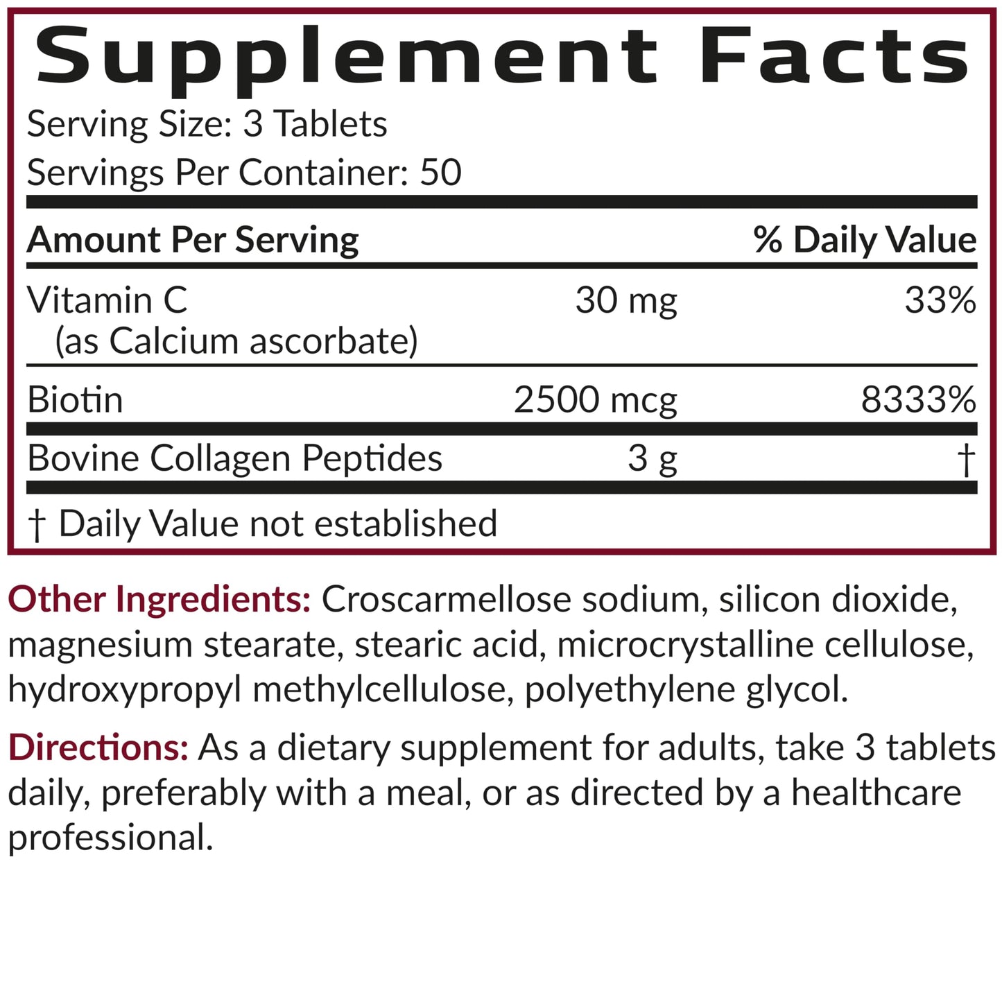 Futurebiotics Collagen Peptides with Biotin & Vitamin C Complex 3-in-1 Formula - for Hair, Skin & Nails Support, Non-GMO, 90 Tablets