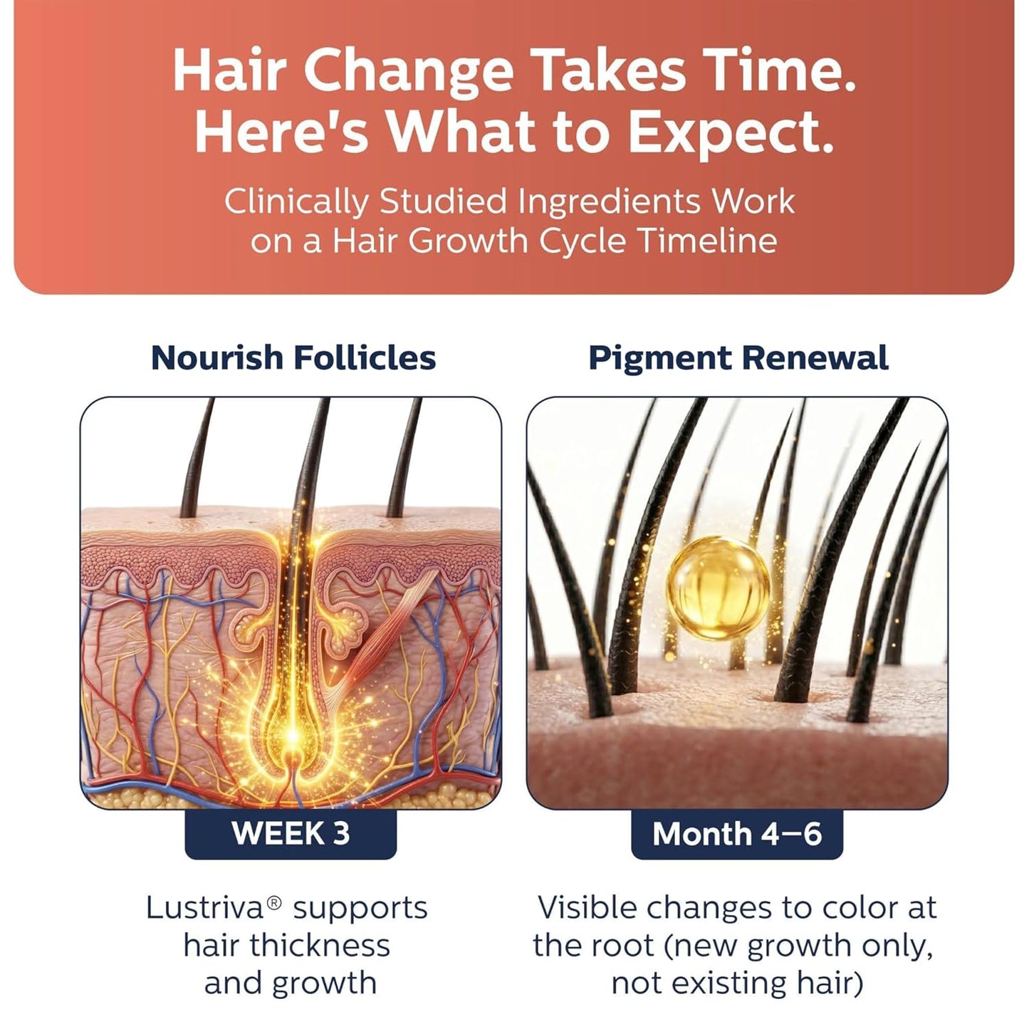 Grow + Restore Hair Growth Supplement for Men & Women | Anti-Gray Pigment Restore with Lustriva, Anagain Nu, BioCopper1 | DHT Blocker Hair Regrowth Treatment, Saw Palmetto, 60 Count